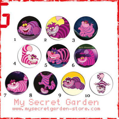 Alice In Wonderland - Cheshire Cat Cartoon Pinback Button Badge Set ( or Hair Ties / 4.4 cm Badge / Magnet / Keychain Set )